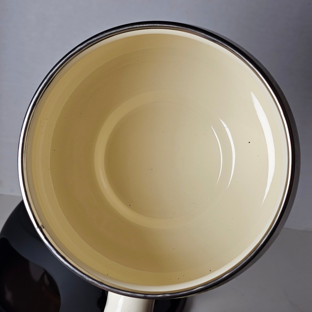 MCM 1970s Enamel‎ Fondue Pot Cottagecore Yellow Floral Poppies Japan Analog - Picture 5 of 10